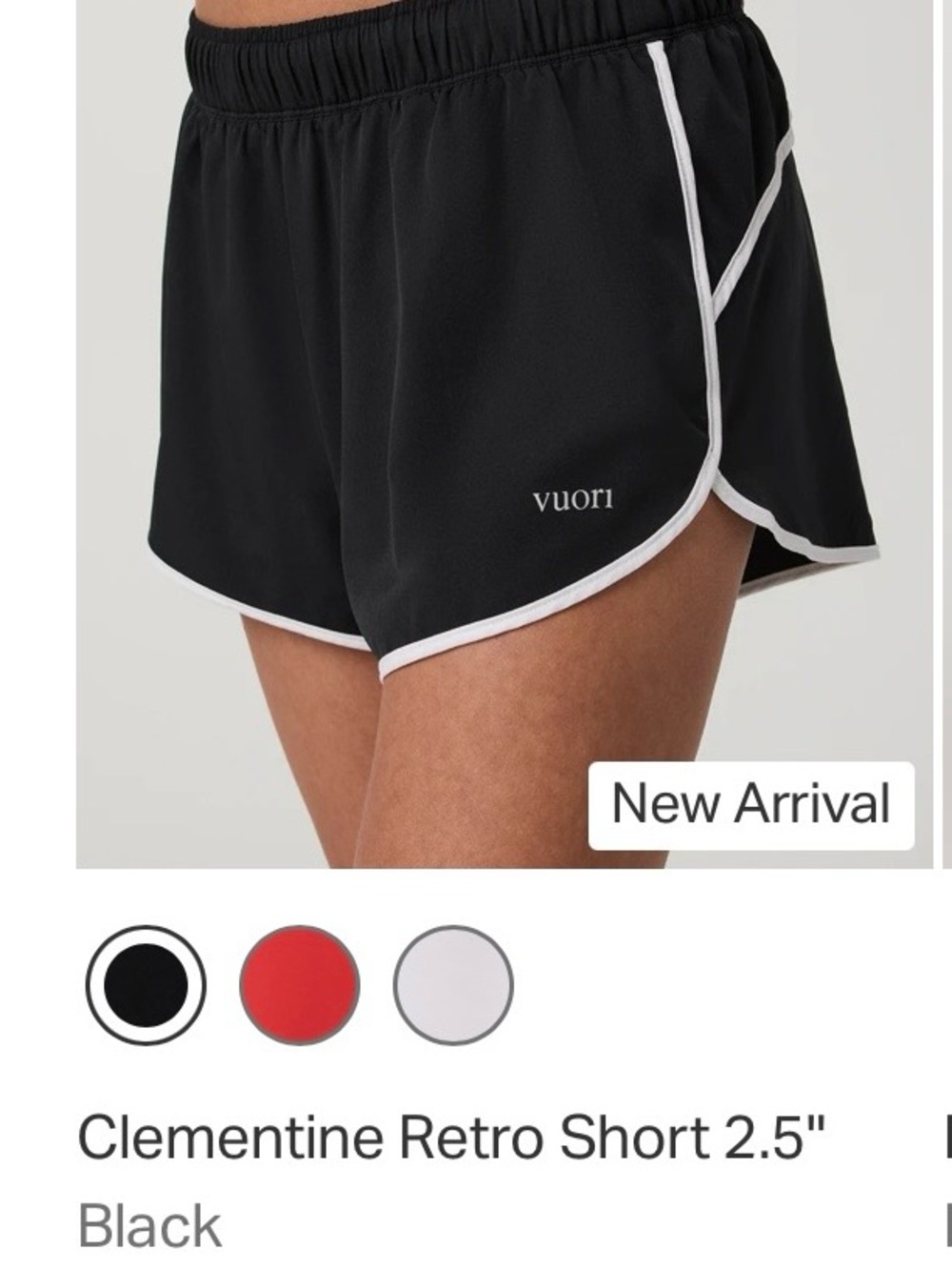 Vuori Black Retro Athletic Shorts with White Trim